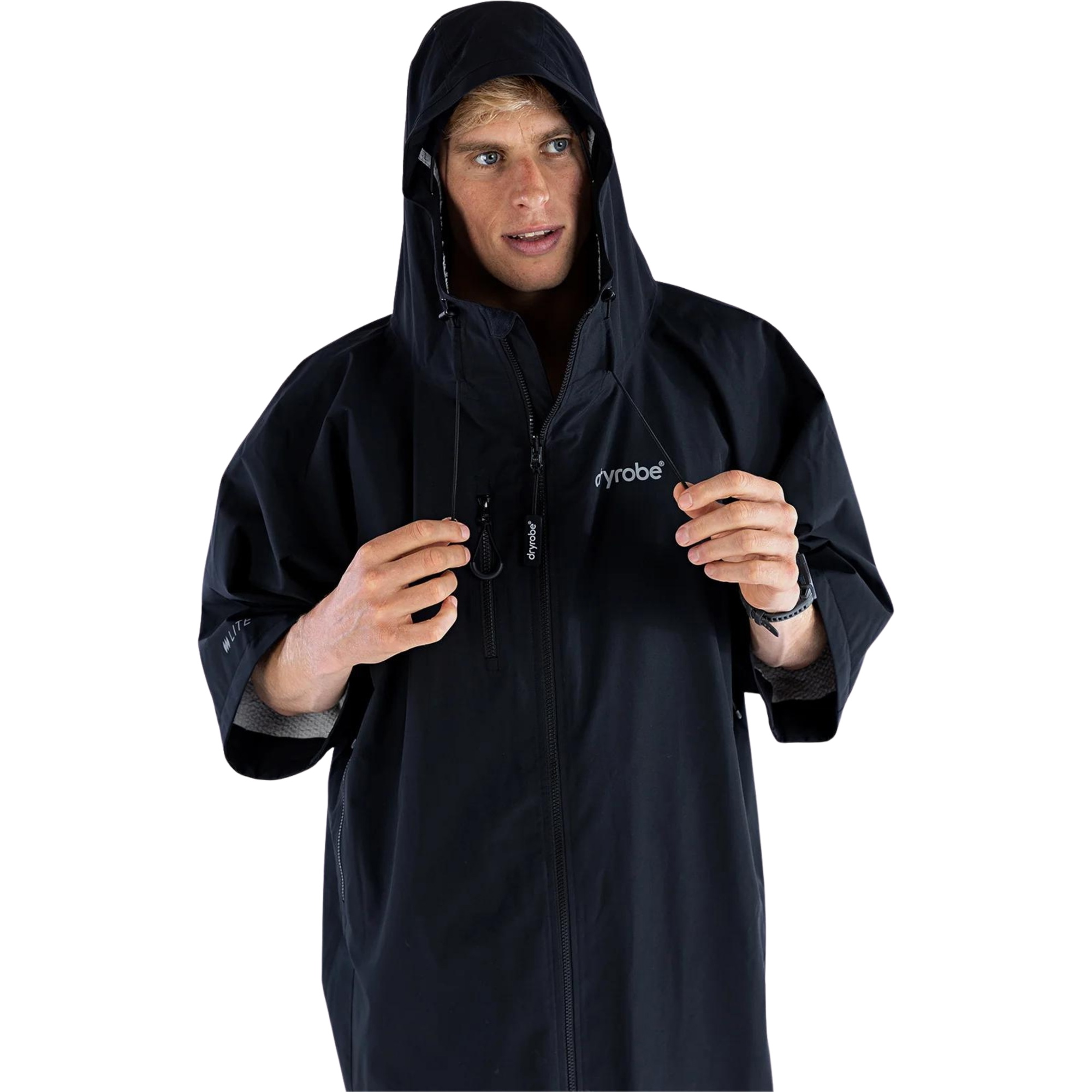 2026 Dryrobe Lite Short Sleeve Change Robe AS SS DL BG - Black Grey